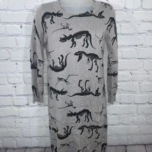 ModCloth Knit Sweater Dress Dinosaurs Dinos XS NWT